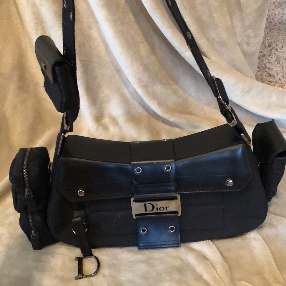Black canvas Dior handbag.